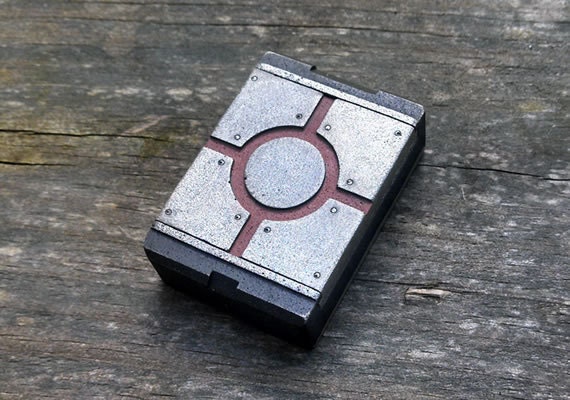 Pill Box HandMade Metal Case Large PillBox for daily use or Cool Gift. Ring Box Utility Belt Fetish Future Vintage - Sector Silver