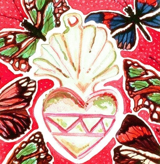 Blank Card, Note Card, Love, Heart, Milagro, Cherry Red, Pink, Green