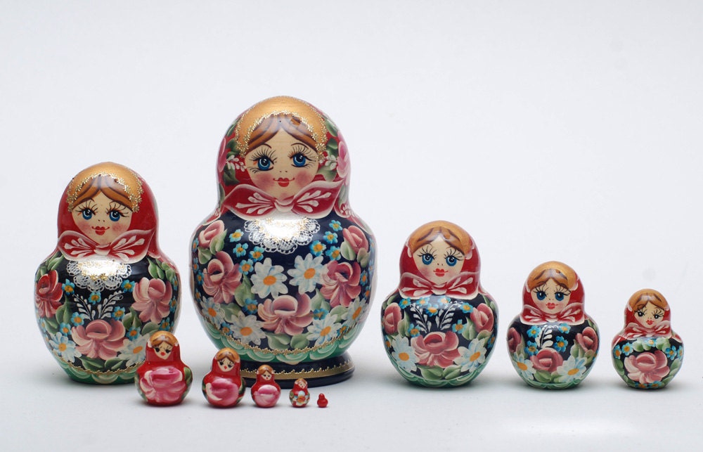 10 Authentic Russian  Nesting dolls Matryoshka, free shipping