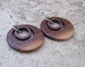 Walnut Wood Earring, Wooden Hoop Earring, Surgical Steel Ear Wares  - Great Gift For Her - 832
