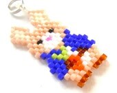 Rabbit Charm, Rabbit Pendant, Brick Stitch Beading