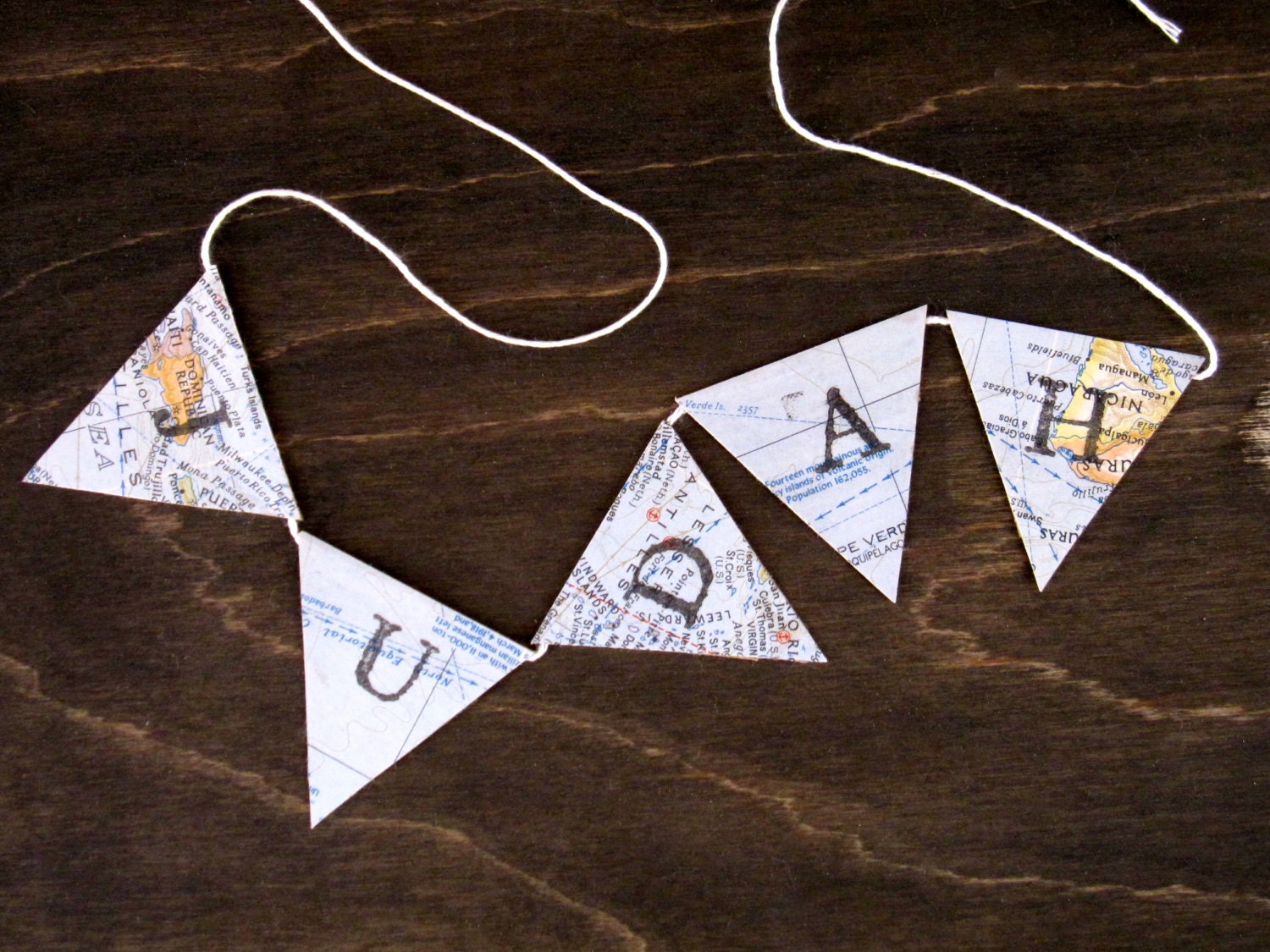 Bigger Personalized Paper Bunting from Vintage Maps