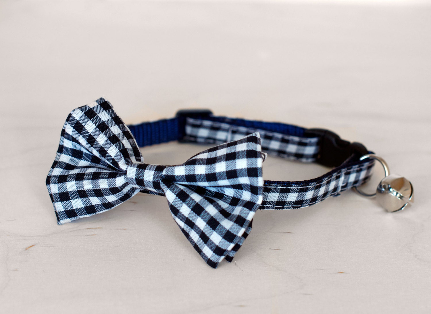 Black Gingham Bow Tie Cat Collar