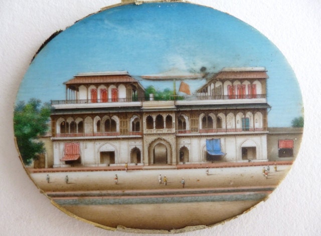 SALE Antique Miniature Ivory Painting India Victorian Indian