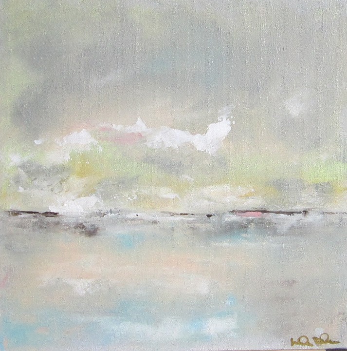 Seascape Landscape Painting Original Art -Quiet Ocean View 12 x 12