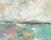 Abstract Seascape Landscape Painting in Frame - SN821 8 x 8