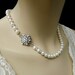 Pearl Necklace, Bridal Necklace, White Swarovski Pearls, Bridal Pearl Necklace, Pearl Rhinestone Necklace, Bridal Statement Necklace, CIARA