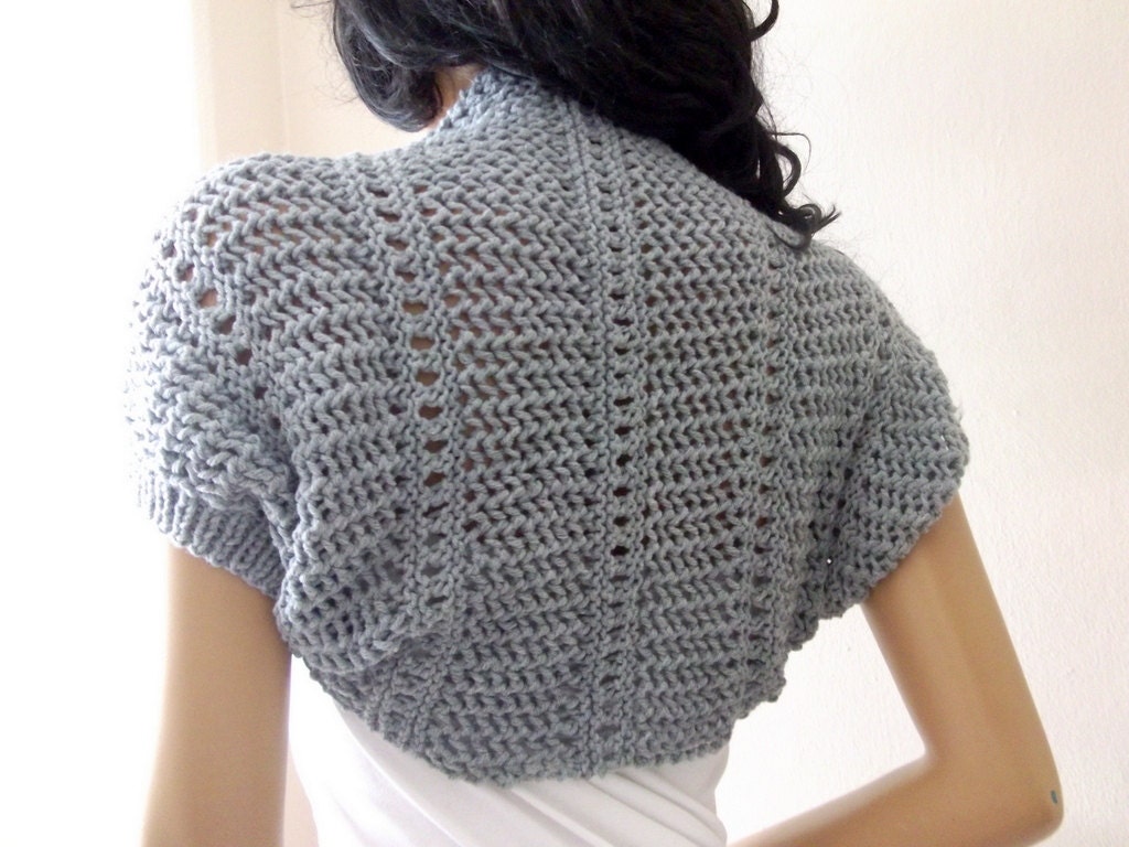 Light Gray  Elegant Shrug-Knitting  Shrug - Any Season-Brown Bolero-New Item