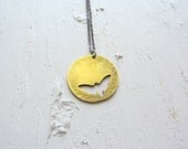 Lullaby - Moon and Moth Butterfly Brass Pendant Necklace Cut Out Jewelry Oxidized Sterling Silver Chain Bohemian Jewelry Celestial Jewelry