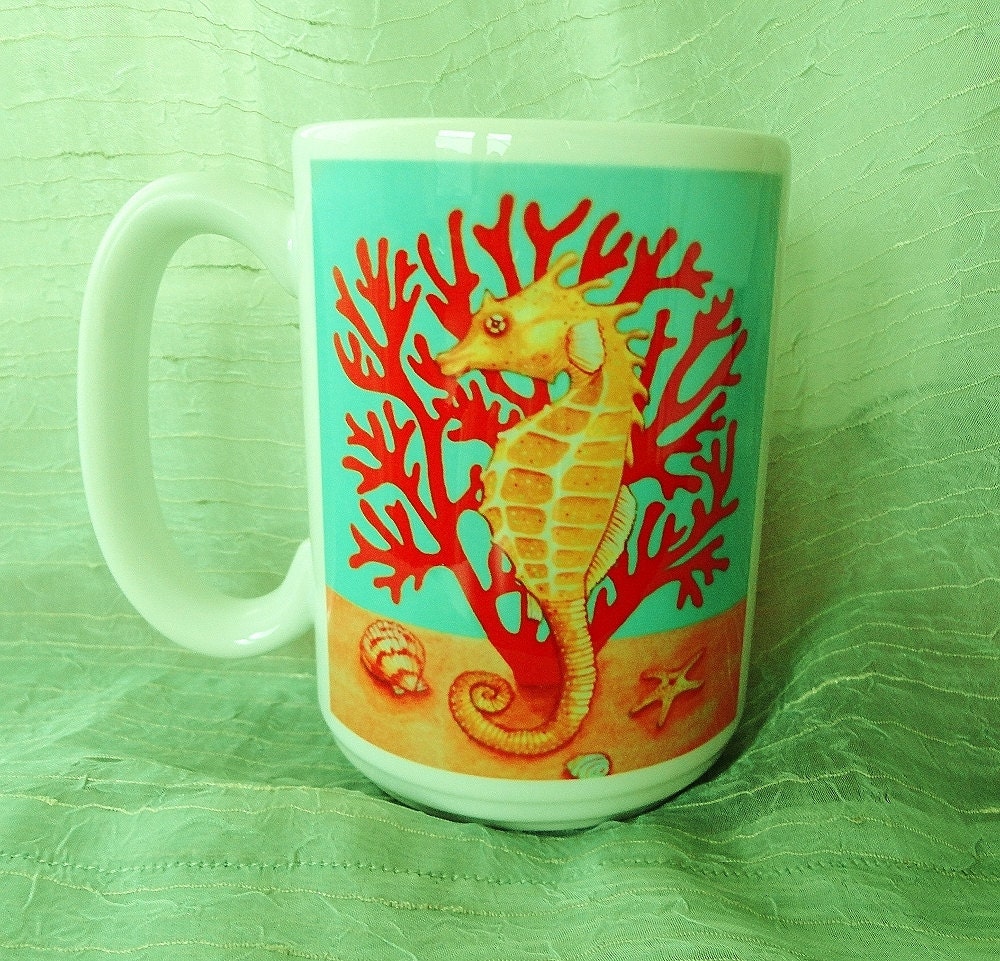 Seahorse on Coral Mug Studio Printed Ceramic