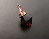 Chocolate Brown MOCHA Swarovski crystal 14k ROSE gold fill wire wrapped Interchangeable bracelet charm and necklace pendant