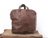 Vintage Distressed Brown Leather Handbag Work Tote