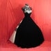 Vintage 1950's 50s STRAPLESS Beaded Black Velvet White Tulle Lace Circle Skirt Party Prom Wedding DRESS Gown RARE Larger Size