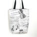 Bag tote - white and black cotton music pattern - shoulder bag - Ready to ship