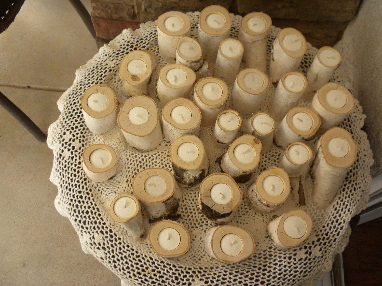 31  Tealite White Birch Candle Holder Perfect for Weddings, Centerpieces