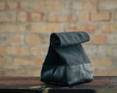 Waxed Canvas ad Leather Lunch Bag - Black on Black