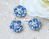 5pcs RD260 Sky Blue Rhinestone Metal Flatback Embellishment Button DIY wedding bridal crystal bouquet flowers hair