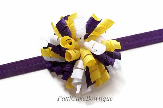 Vikings Football Korker Hair Bow, Baby Girls Hair Bow, Itty Bitty Korker Hair Clip, Mini Korker Bow, Infant  Korker Headband