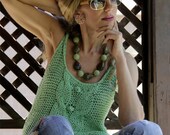 Oversized Grandpa Singlet in menthol green