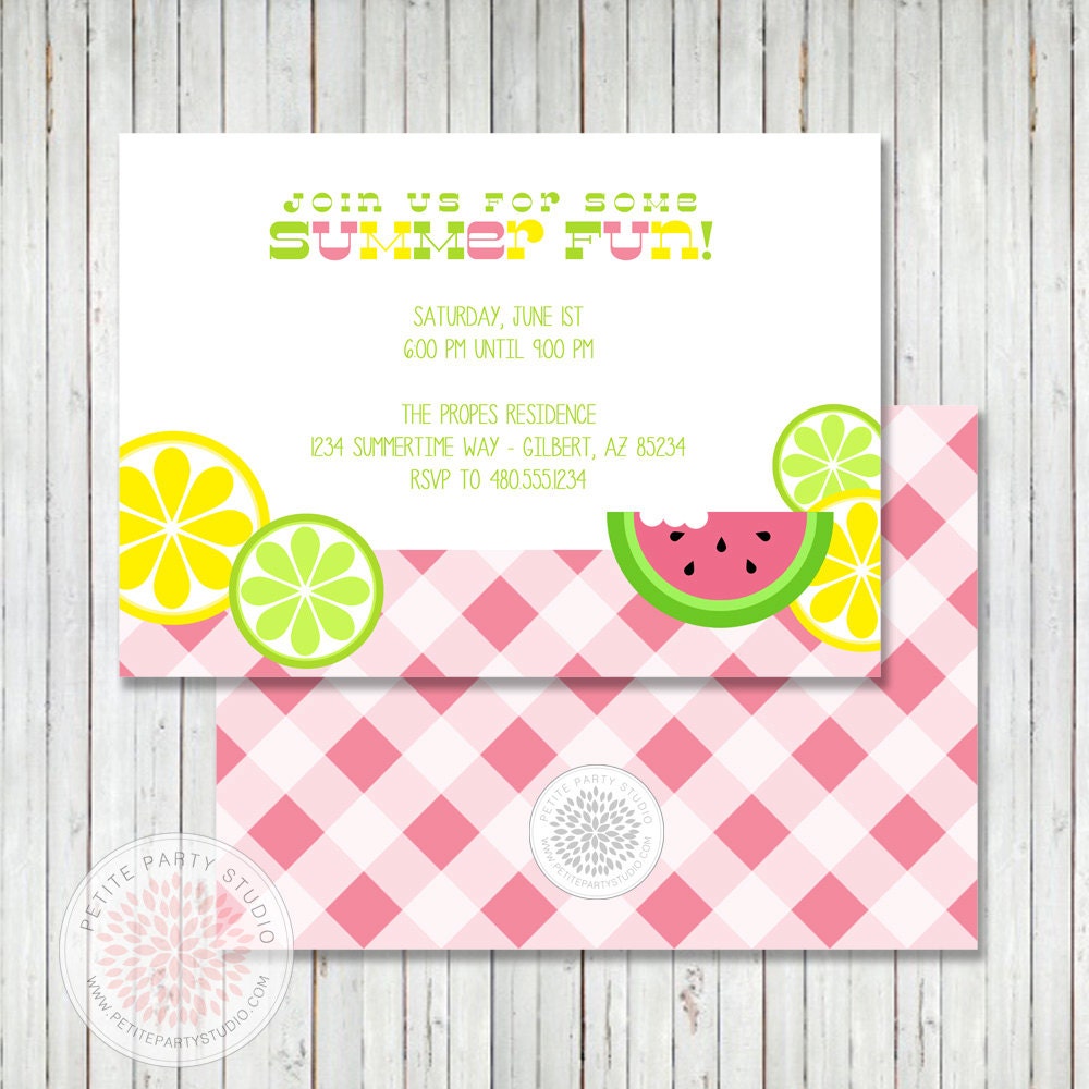 Printable Party Invitation - Summer Birthday Party or Baby Shower - Petite Party Studio Il_170x135