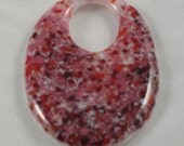 Pink White Red Drop Focal Pate de Verre Glass Handmade SRA OOAK Bead NLC Beads leteam