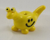 Yellow Smiley Face Dino Dinosaur Lampwork Handmade SRA Glass Bead NLC Beads