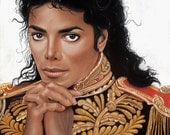 Michael Jackson Print - Realistic Pastel Drawing - 18x24 - Military Jacket - Fine Art - Celebrity Portrait - Original art