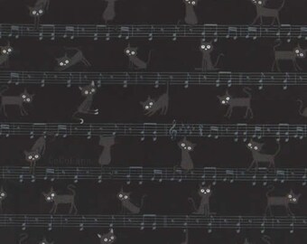 SALE Cocoland Cat Fabric in Black by Kokka Fabric Japanese Import Fabric - 1 Yard