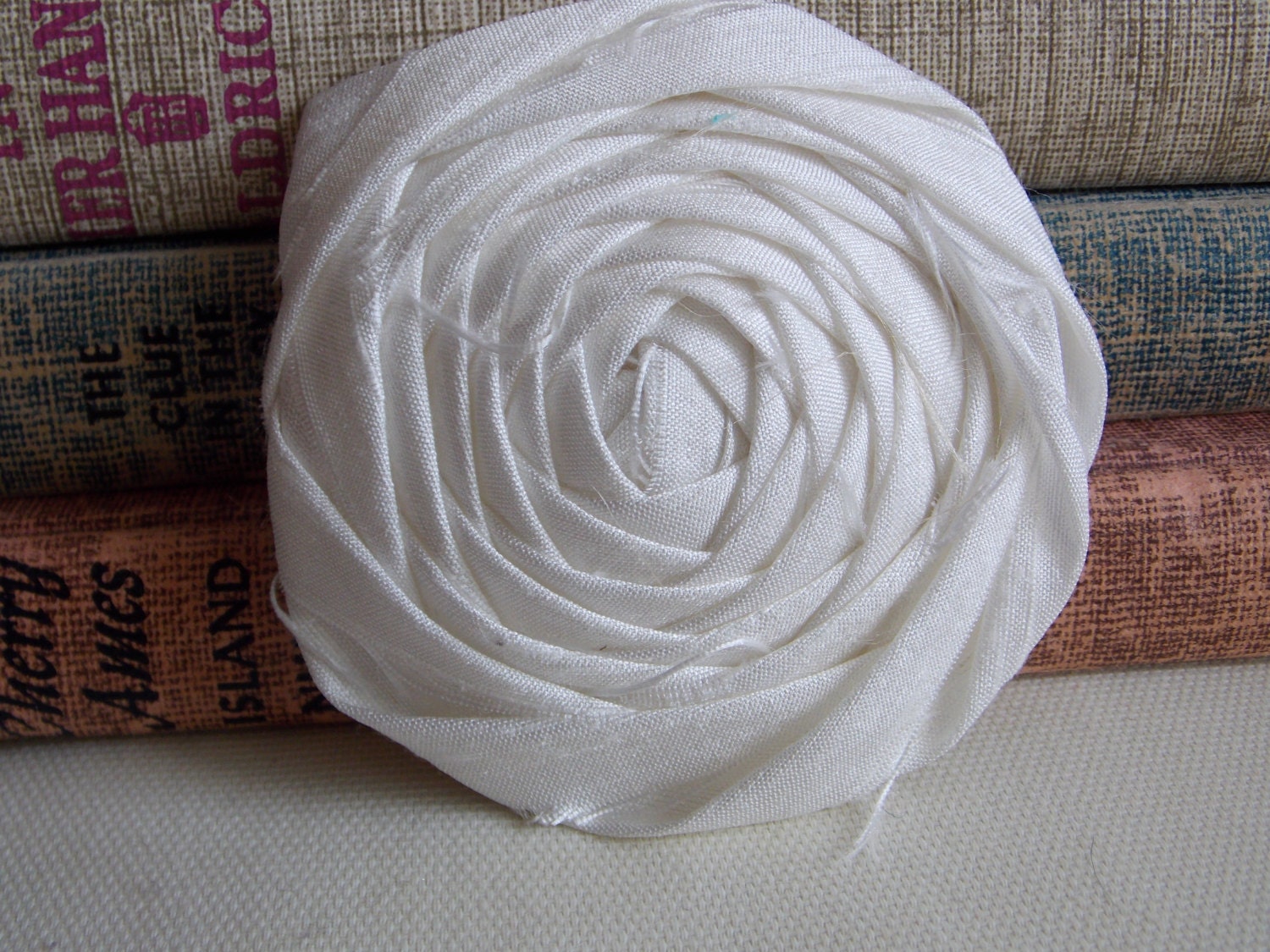 Silk Flower Ivory Rosette Wedding Decor Bridal Hair Flower Three Inch Flower