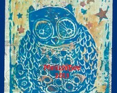 Owl Linocut Print by Melissa Bee