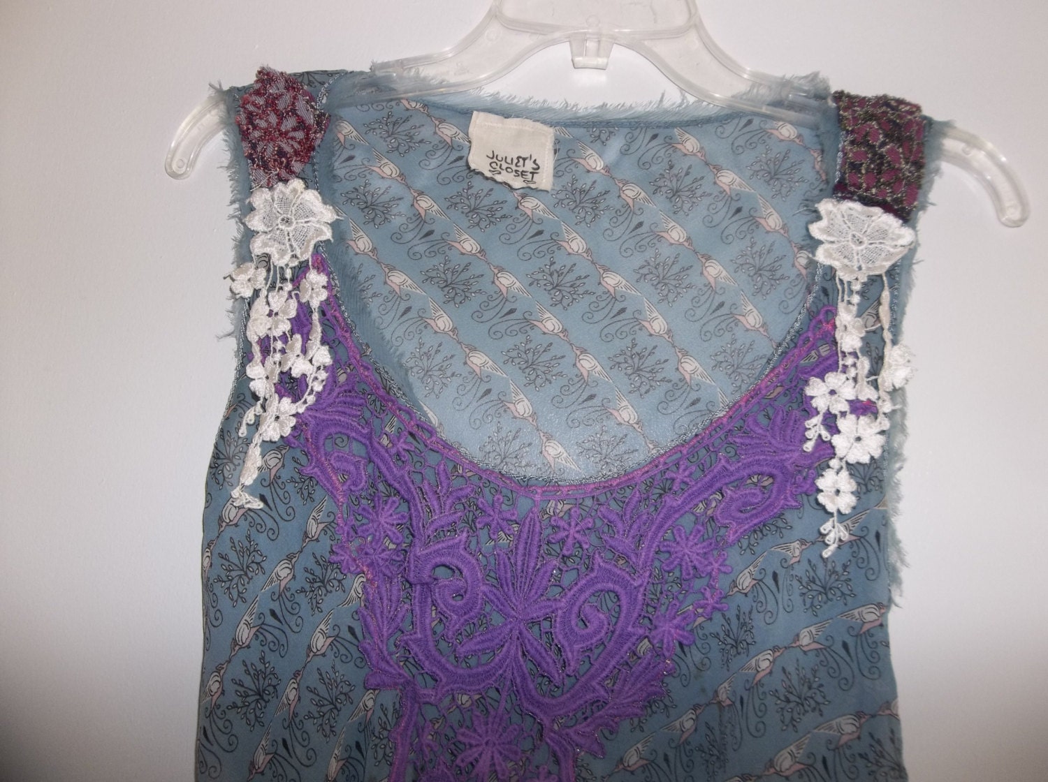 LILLY ventian lace reconstructed SILK haute couture dress now shabby chic womans size 2 sheer Silk