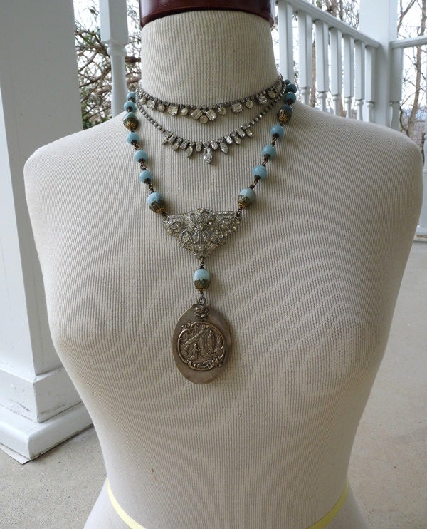 Antique French Lourdes Necklace, Our Lady of the Grotto, by RusticGypsyCreations