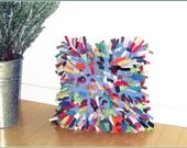 T Shirt Throw Pillow / Periwinkle Blue Lilac Orange Pink / Eco Fashion / Cotton / Soft / Multicolor / Recycled / Home Decor / ohzie