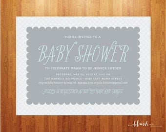 Modern Baby Shower Invitation - Baby Sprinkle - 5x7 Printable Invitation - Scallop Edges