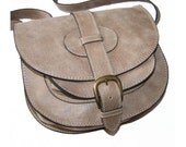 Distressed Light Grey Leather Purse, Leather Crossbody Bag Messenger, Goldmann Size S