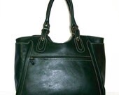 Julia xl. Deep Green Leather Tote Leather Bag Leather Handbag, 17" laptop version
