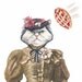 Grumpy Cat Watercolor PRINT Illustration - Food Art, Pie Watercolour, Victorian Cat, 8x10 Print