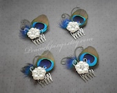 Peacock wedding hair accessories, Peacock feather fascinator, feather hair clip, peacock feather comb, bridesmaids - PRETTY PEACOCK