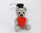 Needle felted graduation teddy bear with heart