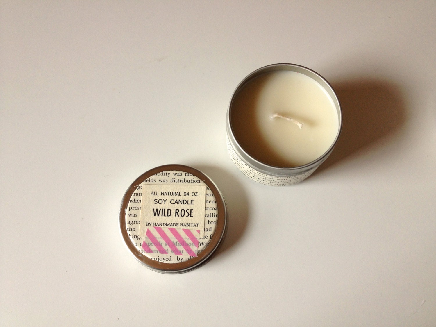 WILD ROSE 4 oz Soy Candle - travel tin candle, ecofriendly