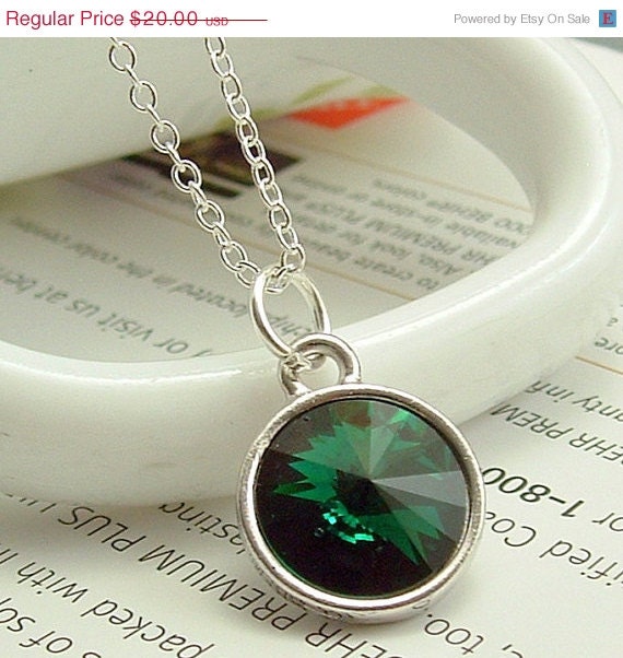 On Sale 10 % off Jewelry Necklace, Emerald Green Crystal Necklace