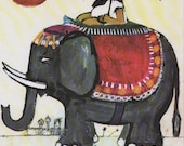decorative Indian Elephant vintage illustration by John Burningham nursery decor elephant