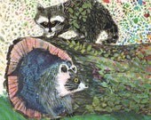 Cute racoons illustration by Brian Wildsmith forest decor woodland animals