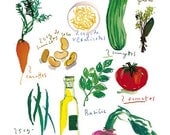 Kitchen art 8X10 print French soup recipe illustration Food poster Vegetable watercolor painting Kitchen decor