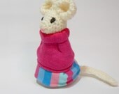 toy Amigurumi animal crocheted mouse animal doll pink stuffed animal plush creature sock animal