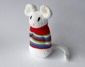 Amigurumi crocheted toy stuffed animal mouse plush doll white