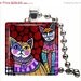 50%  OFF SALE - Cat Jewelry Necklace - Sister Cats Pendant Necklace Dog Art Charm Christmas Gift Girl Women Red Colorful Silver Glass - Wed