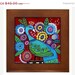 50%  OFF SALE - Framed Ceramic Tile - Peacock Art Tile Framed - Peacock Bird Flowers Folk Art Gift - Red, Orange, Yellow, Blue, Colorful RE
