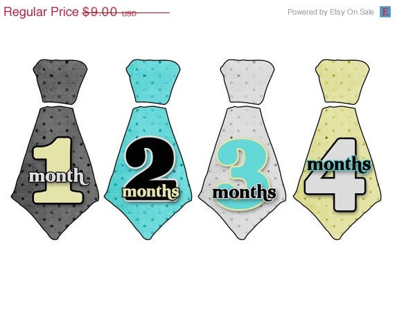 Baby Month Tie Stickers Baby Boy Monthly Onesie Stickers Month Baby Sticker Boy Baby Shower Gift Photo Prop Baby Milestone Sticker UNCUT