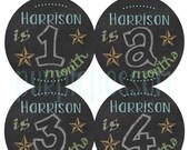SALE Custom Monthly Onesie Stickers..Babies Name Chalkboard Look BOY.. Original Seller...Onesie Stickers.. Month Stickers...Monthly Sticker